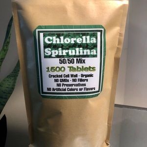 100% Pure Chlorella Spirulina Tablets 50/50 Mix Detox 100% nutrition 1500 Tabs